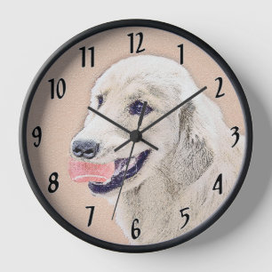 Golden Retriever with Tennis Ball Painting Dog Art Clock
