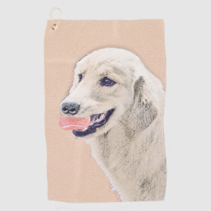 Golden Retriever with Tennis Ball Painting Dog Art Golf Towel