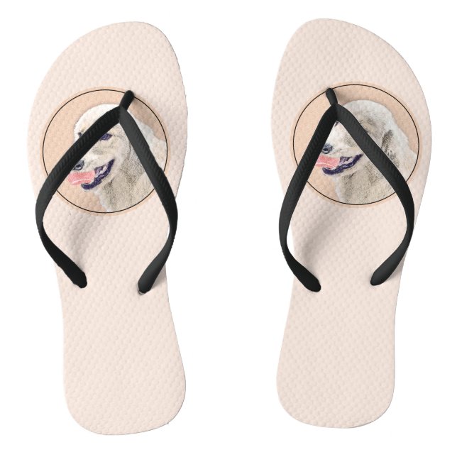 Golden Retriever with Tennis Ball Painting Dog Art Jandals (Footbed)