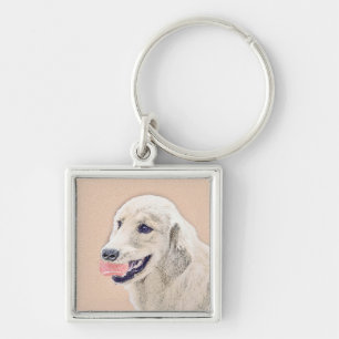 Golden Retriever with Tennis Ball Painting Dog Art Key Ring
