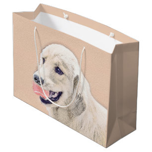 Golden Retriever with Tennis Ball Painting Dog Art Large Gift Bag