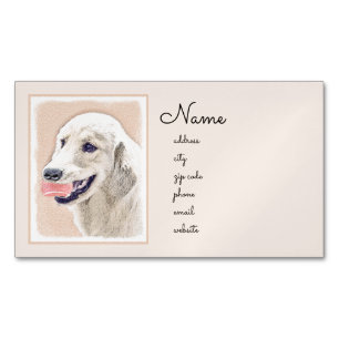 Golden Retriever with Tennis Ball Painting Dog Art Magnetic Business Card