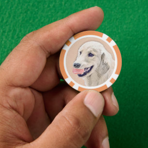 Golden Retriever with Tennis Ball Painting Dog Art Poker Chips