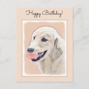 Golden Retriever with Tennis Ball Painting Dog Art Postcard