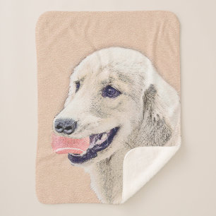 Golden Retriever with Tennis Ball Painting Dog Art Sherpa Blanket