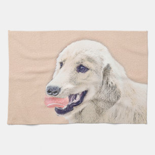 Golden Retriever with Tennis Ball Painting Dog Art Tea Towel