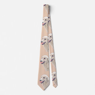 Golden Retriever with Tennis Ball Painting Dog Art Tie