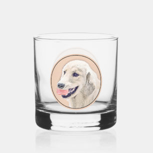Golden Retriever with Tennis Ball Painting Dog Art Whiskey Glass