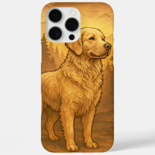 Golden Retriever Wooden Carving Style Print iPhone 16 Pro Max Case