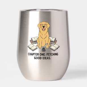 Golden Retriever Writer Dog Ink Ideas Design Drink