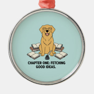 Golden Retriever Writer Scholar Academic Christmas Metal Tree Decoration