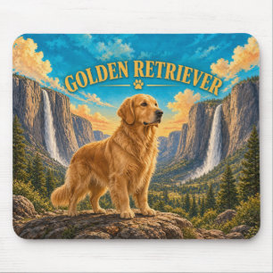 Golden Retriever, Yosemite Valley Vintage Dog Art Mouse Pad