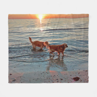 Golden Retrievers at Sunset fleece throw Blanket
