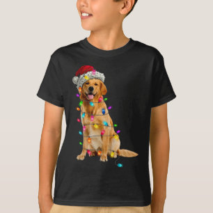 Golden Retrievers Christmas Lights Hat Santa Dog L T-Shirt