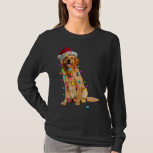 Golden Retrievers Christmas Lights Hat Santa Dog L T-Shirt