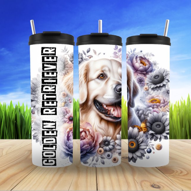 Golden Retriever's Gentle Garden Thermal Tumbler (Creator Uploaded)