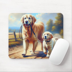 Golden Retrievers Out For a Walk Mouse Pad