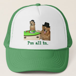 Golden Retrievers Playing Poker Trucker Hat