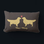 Golden Retrievers Wedding Couple Newlywed Dogs Lumbar Cushion<br><div class="desc">This cute Golden Retrievers decorative throw pillow makes a fun gift for weddings or anniversaries. Silhouettes of two Goldens in love. The text "happily ever after" can be changed and personalised with the names of the bride and groom. A fun house warming gift for dog lovers, newlyweds, bridal showers, and...</div>