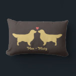 Golden Retrievers Wedding Couple Newlywed Dogs Lumbar Cushion<br><div class="desc">This cute Golden Retrievers decorative throw pillow makes a fun gift for weddings or anniversaries. Silhouettes of two Goldens in love. The text "happily ever after" can be changed and personalised with the names of the bride and groom. A fun house warming gift for dog lovers, newlyweds, bridal showers, and...</div>