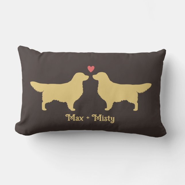 Golden Retrievers Wedding Couple Newlywed Dogs Lumbar Cushion (Front)