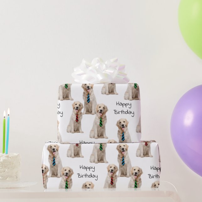Golden Retrievers with Neckties Wrapping Paper (Party Gifts)