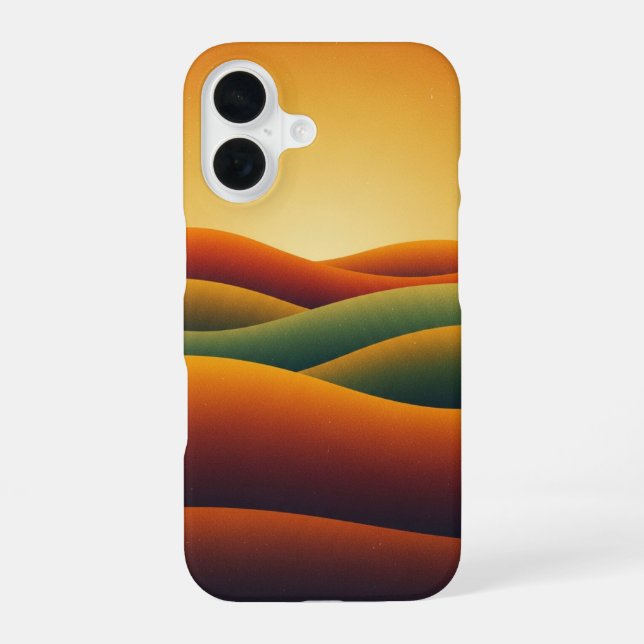Golden Retro Hills iPhone 16 Case (Back)