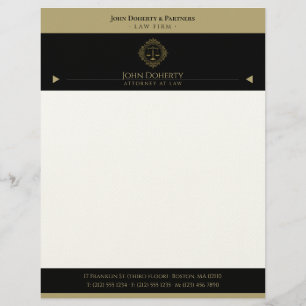 Golden Retro Scales of Justice   Professional Custom Letterhead