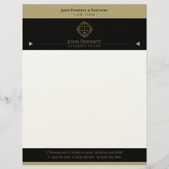 Golden Retro Scales of Justice | Professional Custom Letterhead (Front)