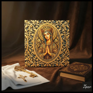 Golden Reverence Virgin Mary Canvas Print
