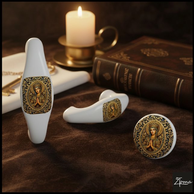 Golden Reverence Virgin Mary Ceramic Knob (Creator Uploaded)