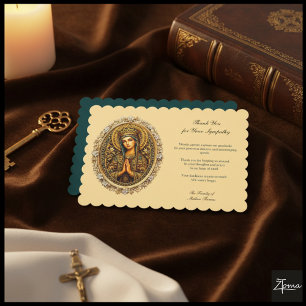Golden Reverence Virgin Mary Flat Thank You Card