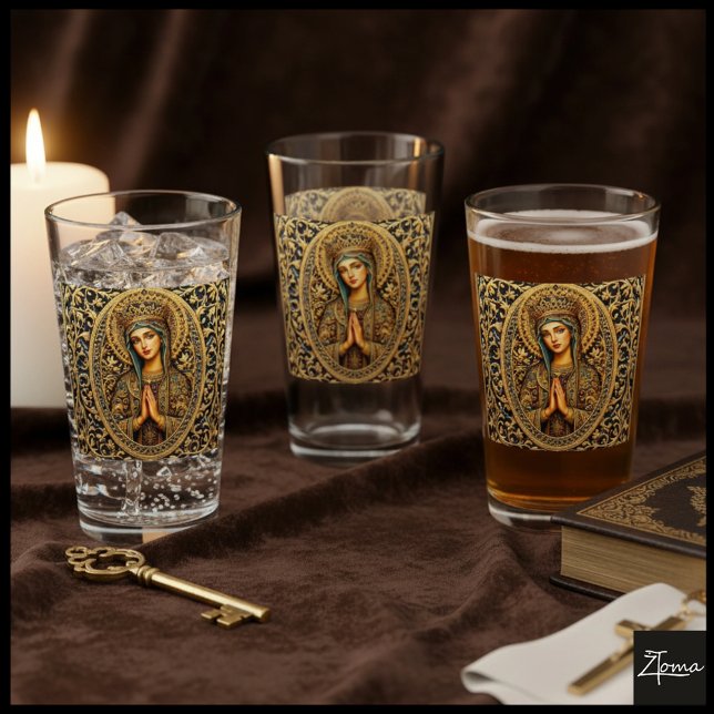 Golden Reverence Virgin Mary Glass (Creator Uploaded)