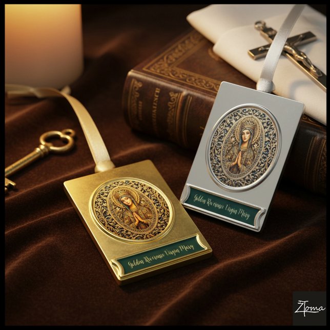 Golden Reverence Virgin Mary Gold Plated Banner Ornament (Creator Uploaded)