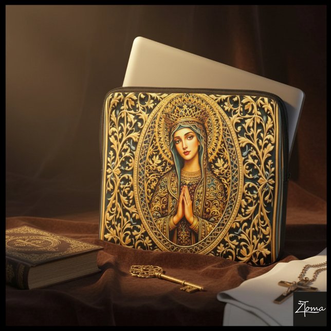 Golden Reverence Virgin Mary Laptop Sleeve (Creator Uploaded)