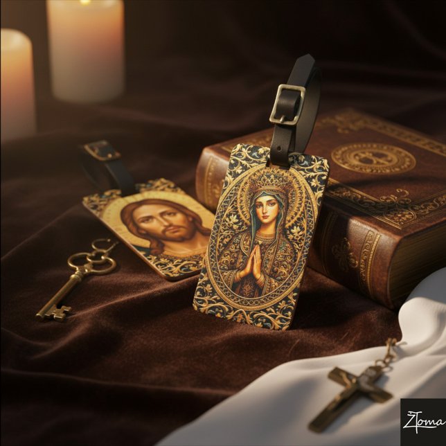 Golden Reverence Virgin Mary Luggage Tag (Creator Uploaded)