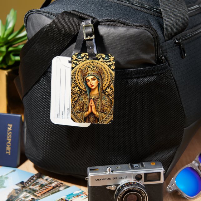 Golden Reverence Virgin Mary Luggage Tag (Front & Back)