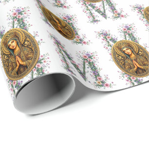 Golden Reverence Virgin Mary Wrapping Paper