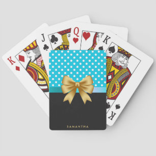 Golden Ribbon and Polka Dots Playing Cards