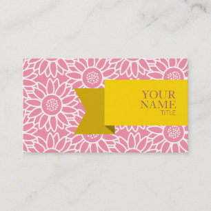 Golden Ribbon Pink Sherbet Sunflower Business Card