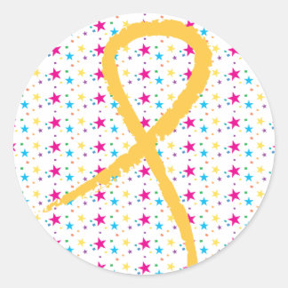 Golden Ribbon Stars Round Sticker
