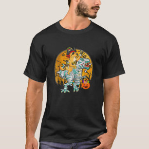 Golden Riding Dinosaur Mummy Pumpkin T Rex Hallowe T-Shirt