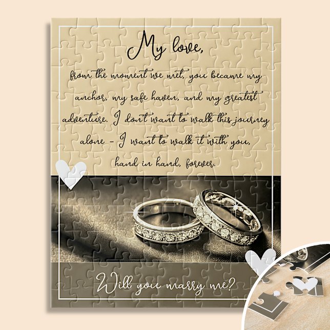 Golden Rings Marriage Proposal Will You Marry Me Jigsaw Puzzle (Creator Uploaded)