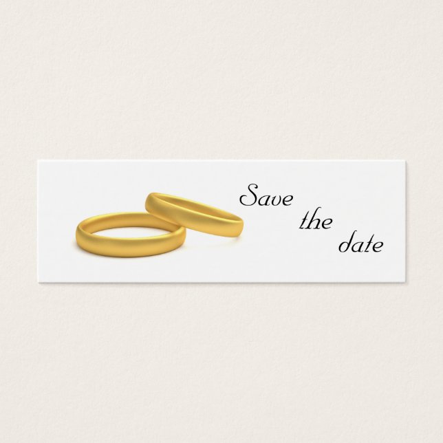Golden Rings Save the date business card (Front)