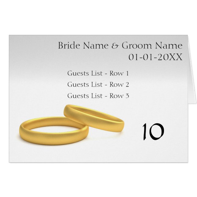 Golden Rings Wedding Table Placeholder (Front Horizontal)