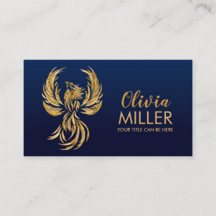 Golden Rising Phoenix Bird  Business Card