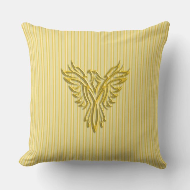 Golden rising phoenix with golden bands outdoor cushion (Front)