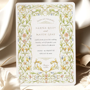 Golden Rococo Vine Wedding Invitation