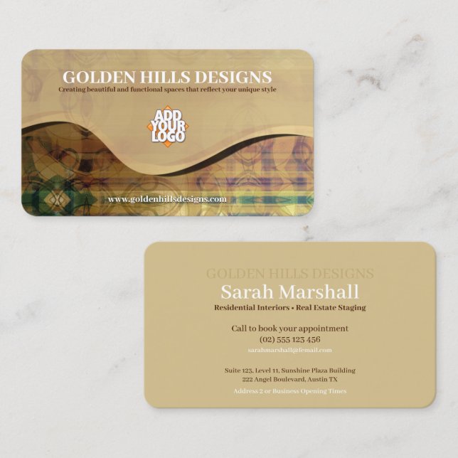 Golden Rolling Hills Business Appointment Card (Front/Back)