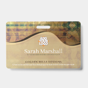Golden Rolling Hills Name Tag ID Badge